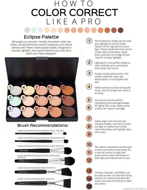 Makeup Color Correcting Guide, Color Correction Makeup, Make Up Kits, Makeup Order, Makeup Brushes Guide, Makeup Artist Kit, Makeup 101, Makeup Artist Business, Makeup Artist Tips