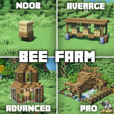 Minecraft Bee Farm Design, Beehive Minecraft Ideas, Minecraft Beehive Ideas, Bee Minecraft Build, Sheep Farm Minecraft, Minecraft Beehive, Minecraft Bee House, Minecraft Farm Layout, Bee Sanctuary Minecraft