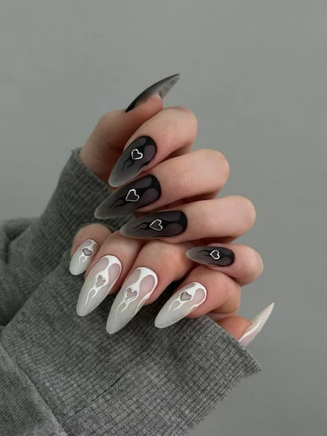 Colour Nail Ideas, Ideas Black Nails, Nail Ideas Black, Nail Art Aesthetic, Ideas Uñas, Punk Nails, Gothic Nails, Anime Nails, Edgy Nails