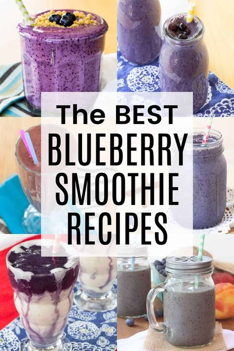 20+ Blueberry Smoothie Recipes - they may all start with frozen blueberries, but beyond that, the flavor combinations are endless. All you need is a blender and your imagination to make a delicious and healthy breakfast or snack. From a classic Blueberry Banana Smoothie to a Blueberry Cheesecake Smoothie, and so many more to try! Blueberry Smoothie Recipe Healthy, Blueberry Smoothie Recipe Easy, Blueberry Smoothie Recipes, Fat Burner Smoothie, Blueberry Smoothie Recipe, Cheesecake Smoothie, Smoothie Recipes With Yogurt, Blueberry Banana Smoothie, Almond Smoothie