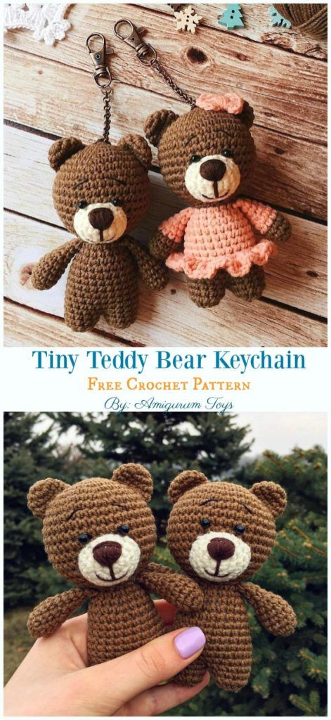 Teddy Crochet, Bear Patterns, Tiny Teddies, Doll Patterns Free, Crochet Toys Free, Crochet Teddy Bear Pattern, Confection Au Crochet, Crochet Keychain Pattern, Pola Amigurumi