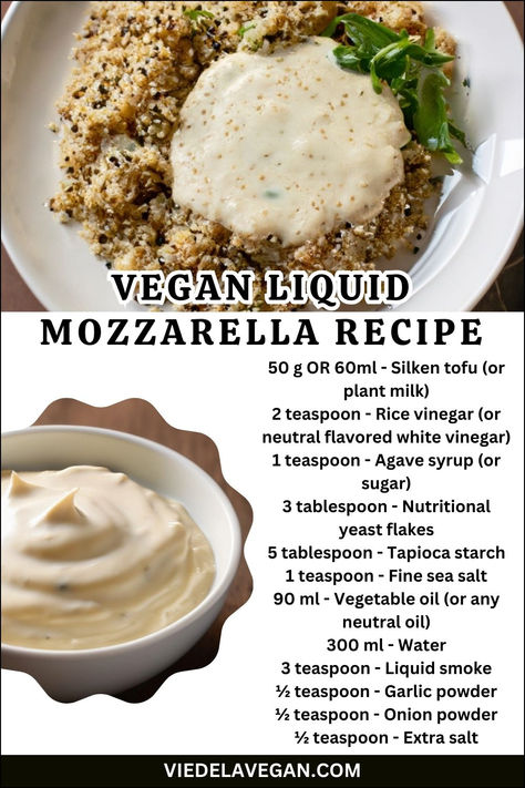 VEGAN LIQUID MOZZARELLA RECIPE Mozzarella Recipe, Cheese Alternative, Cheese Alternatives, Plant Based Cheese, Mozzarella Recipes, Grilled Cheese Sandwiches, Dairy Free Alternatives, Cheese Lover, Cheese Sandwiches