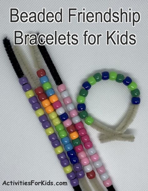 DIY Beaded Friendship Bracelets for Kids Activities For Kids Friendship Bracelets Kids, Resizable Spiritual Friendship Bracelets With Beads, Friendship Bands For Kids Craft Ideas, Easy Friendship Bracelets For Kids, Diy Friendship Bands For Kids, Frienship Activity For Kids, Handmade Friendship Band For Kids, Friendship Bracelets Beads, Best Friend Crafts