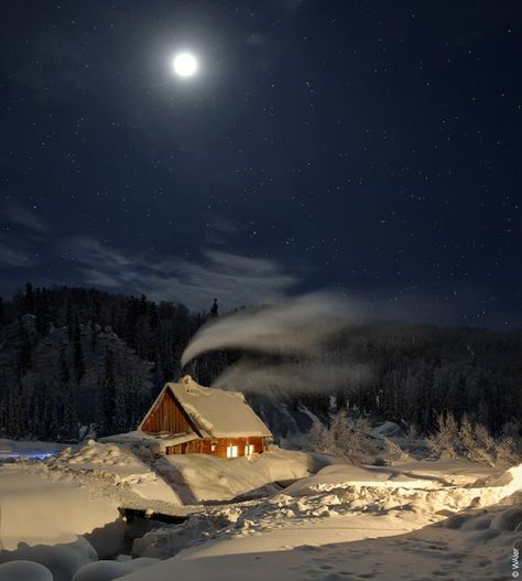 Winter Cabin, A Cabin, Winter Magic, Winter Scenery, Cabin In The Woods, Winter Beauty, Snow Scenes, Winter Wonder, Winter Night