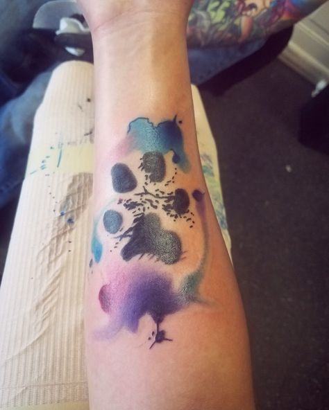 #Watercolor #Pawprint #Ink #Tattoo Watercolor Tattoo Artists, Dog Nose Print, Dog Print Tattoo, Tattoo Uk, Pawprint Tattoo, Paw Tattoo, Muster Tattoos, Female Tattoo Artists, Beautiful Tattoo