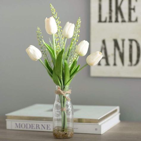 Tulip Centerpiece, Tulips Arrangement, Hydrangea Centerpiece, Silk Orchids, Faux Floral Arrangement, Silk Hydrangeas, Tulips In Vase, Tulip Bouquet, Rose Arrangements