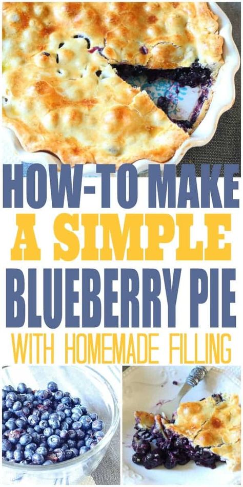 Easy Blueberry Pie Recipe, Blueberry Pie Filling Recipes, Easy Blueberry Pie, Fresh Blueberry Pie, Blueberry Pie Recipe, Lattice Crust, Homemade Blueberry Pie, Blueberry Filling, Pie Filling Recipes