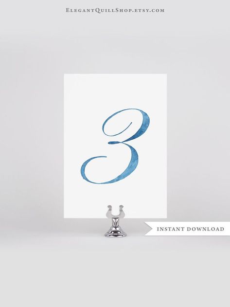 Our watercolor blue table numbers are perfect for a beach wedding and will add a beautiful touch to your blue table decor. Click to see more color options in our shop! #wedding #tablenumbers #blue #beachwedding #printable Blue Table Numbers, Numbers Calligraphy, Blue Wedding Decor, Watercolor Table Numbers, Beach Wedding Aisles, Beach Wedding Decor, Printable Table Numbers, Aisle Runner Wedding, Photo Backdrop Wedding