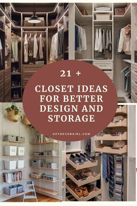 Designing Closets Layout, Clever Closet Storage Ideas, How To Design A Closet, Bedroom Closet Shelving Ideas, Functional Walk In Closet, Farmhouse Closet Ideas, Men’s Closet, Reach In Closet Ideas, Walk In Closet Organization Ideas