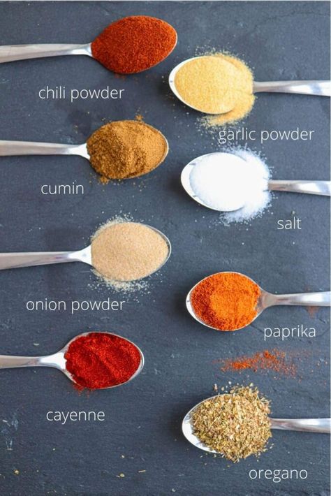 Homemade Taco Seasoning is an easy and flavorful spice blend that comes together in less than 5 minutes. It's a great, clean spice mix that can be used in tacos, burritos, fajitas, enchiladas and other Mexican inspired recipes - possibilities are endless. It's keto, paleo and gluten free. Mild Taco Seasoning, Make Taco Seasoning, Plats Healthy, Homemade Pantry, How To Make Taco, Tacos Burritos, Macro Friendly Recipes, Mexican Spices, Easy Taco