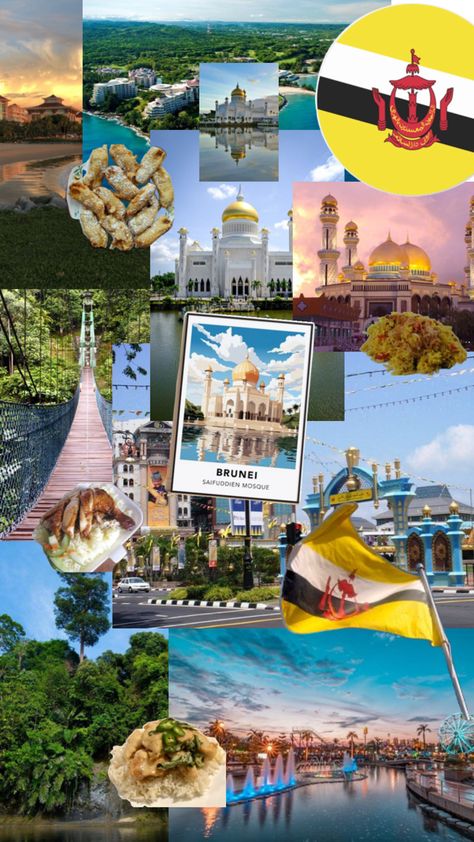 #collage #aesthetic #Brunei #BruneiFood #country #culture #celebrationrice #viralpost Brunei Culture, Brunei Travel, Muslim Countries, Presentation Video, Dream Travel Destinations, Viral Post, Travel Inspo, Travel Aesthetic, Southeast Asia