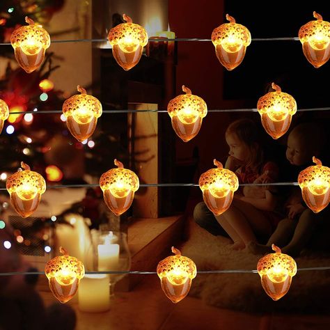 BOHON LED String Lights 40 LEDs Acorn Lights String Battery-Powered 10ft Copper Wire Lights for Ice Age, Thanksgiving, Bedroom, Christmas Tree Decorations with Dimmable Remote and Timer -- Check this awesome product by going to the link at the image. (This is an affiliate link) #christmasdecorations Fall Tree Decorations, Acorn Lights, Garden Christmas Decor, Wire Fairy Lights, Copper Wire Lights, Battery String Lights, Pinterest Wedding, Indoor String Lights, Led Decor