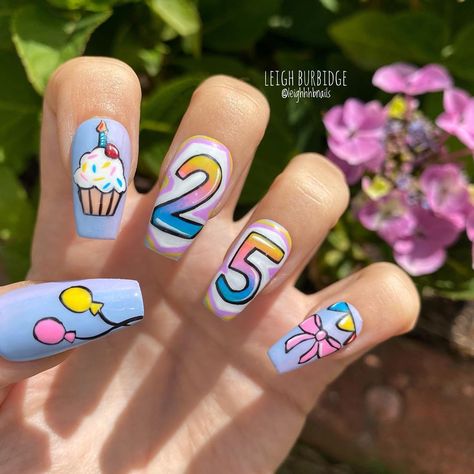 25 Birthday Nails, 25th Birthday Nails, Birthday Cake Nail Art, 25 Nails, Birthday Nails Cupcake, My 25th Birthday, 25 Birthday, Yes I Have, Anne Marie