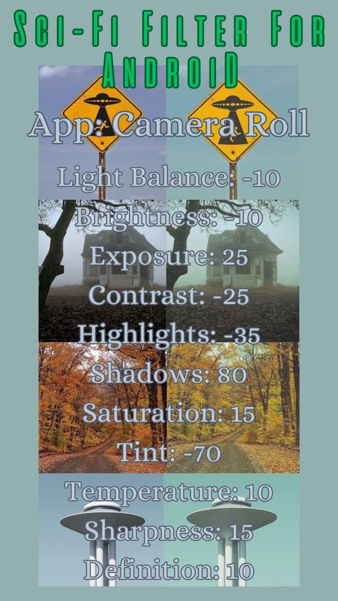 I always had a difficult time finding ways to edit photos on my Android device, so I thought, why not just make them myself? You can give your photos a creepy Sci-Fi effect just from your camera roll with these tricks! How To Edit Photos On Android, Android Filters Photo Editing, Filter For Android, Ways To Edit Photos, Editing Android, Light Balance, Edit Photos, Photo Effects, Camera Roll