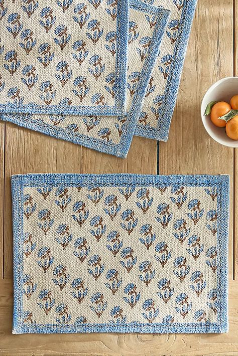 Dining Table Aesthetic, Table Aesthetic, Blue Florals, Creative Living, Hand Poured Candle, Printing Business, Place Mats, Linen Placemats, Outdoor Garden Furniture