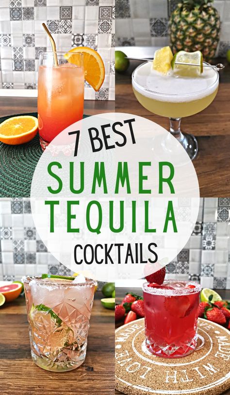 Top 7 Summer Tequila Cocktails To Try Next - Foodiosity Easy Tequila Mixed Drinks, Mixed Drink With Tequila, Tropical Tequila Cocktails, Cocktails With Tequila Easy, Tequila Batch Drinks, Tex Mex Cocktails, Summer Drinks Tequila, Summer Cocktail Recipes Tequila, Light Cocktails Summer