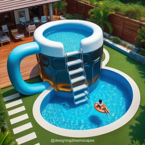 Beer Mug Shaped Swimming Pool: Unique Backyard Luxury Swiming Pull, Home Swimming Pool, Swimming Pool With Slide, Unique Pools, Big Pool With Slide, Crazy Pool Floats, Fantasy Swimming Pool, Swimming Pool Inflatable, Pool Bar Design