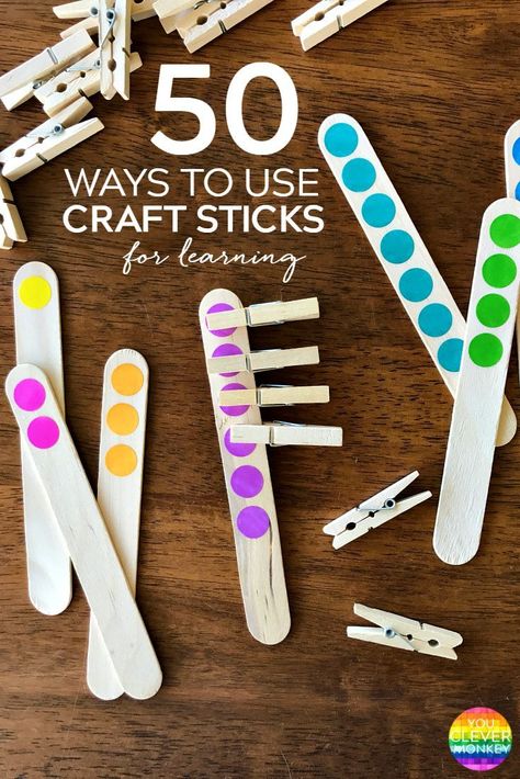 50 Best Ways To Use Craft Sticks For Learning in Early Childhood | you clever monkey Popsicle Puzzle Diy, Preschool Center Ideas, Preschool Fine Motor, Craft Sticks, Learning Tips, Center Ideas, Math Activities Preschool, Toddler Learning Activities, Learning Numbers