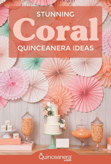 Coral Theme Party, Centerpieces Quinceanera, Sweet 16 Decor, Quinceñera Ideas, Quinceanera Centerpieces, Candy Centerpieces, My Quinceanera, Quinceanera Theme, Floating Candle Centerpieces