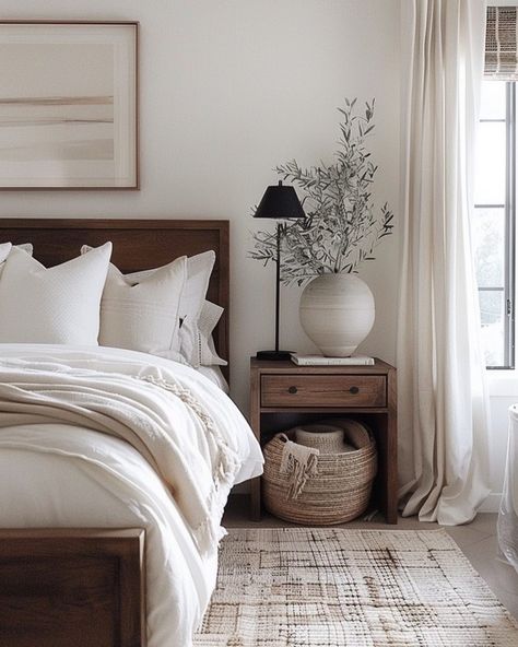 Modern Bedroom Neutral Colors, Home Bedroom Refresh, Modern Cozy Bedroom, Beach House Interior Design, Apartment Decorating On A Budget, Quality Curtains, Refresh Your Home, Minimalist Room, Bedroom Refresh