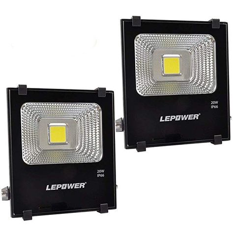 LEPOWER 2 Pack 20W LED Flood Light, Super Bright Outdoor Work Light, 100W Halogen Bulb Equivalent, IP66 Waterproof, 6500K,1600lm, Outdoor Led Lights(Daylight White 2-Pack) Outdoor Led Lights, Led Lights White, Radial Pattern, Garden Garage, Incandescent Light, Outdoor Landscape, Led Flood Lights, Electricity Bill, Incandescent Lighting