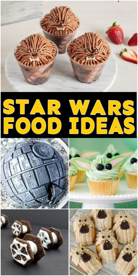 Star Wars Food Ideas, Star Wars Movie Night, Star Wars Baking, Star Wars Themed Food, Star Wars Dessert, Star Wars Snacks, Star Wars Party Food, Star Wars Themed Birthday Party, Star Wars Cupcakes