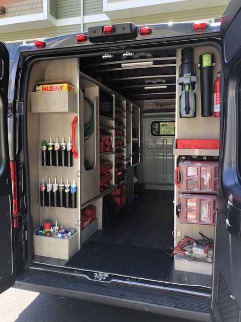 Hdb Corridor, Work Truck Organization, Diy Tool Storage, Work Truck Storage, Tool Trailer, Van Organization, Van Shelving, Truck Organization, Tool Storage Ideas