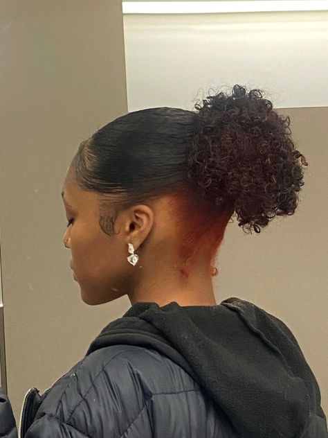 Natural Hair 4c Short, Skunk Stripe Natural Hair, Slick Back Bun Natural, Curl Aesthetic, 4c Short Hair, Slick Back Bun Natural Hair, Bun Natural Hair, Natural Hair 4c, Slick Back Bun