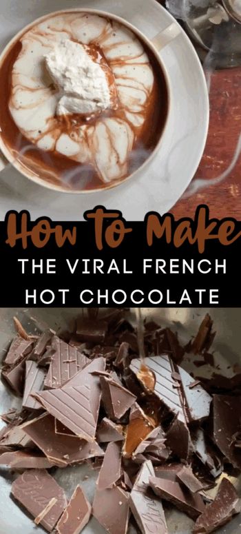 How to make French hot chocolate! French Drinking Chocolate, Hot Chocolate With Real Chocolate, Belgian Hot Chocolate Recipe, Carette Paris Hot Chocolate Recipe, High Flavanol Hot Chocolate, French Style Hot Chocolate, Parisian Hot Chocolate Recipe, French Hot Cocoa Recipe, Belgian Hot Chocolate