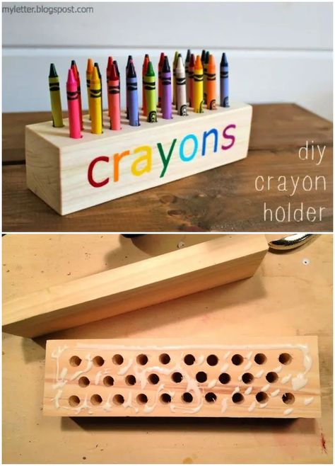 Diy Wood Projects To Sell, Easy Woodworking Projects For Kids, Easy Diy Wood Projects, Kids Woodworking Projects, Wood Projects To Sell, Diy Crayons, Wood Projects For Kids, Crayon Holder, Wood Projects For Beginners