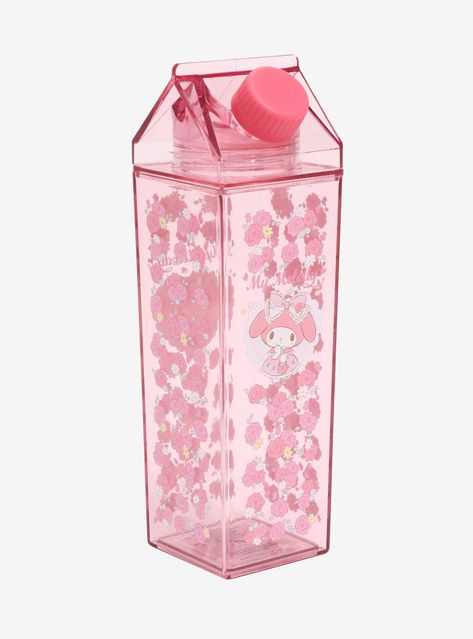 My Melody Floral Milk Carton Water Bottle | Hot Topic My Melody Water Bottle, Kawaii Stuff To Buy, Kawaii Milk Carton, Mini Milk Carton, Bark Idea, Milk Carton Water Bottle, Carton Water Bottle, Kawaii Room Ideas, Cute Floral Dress