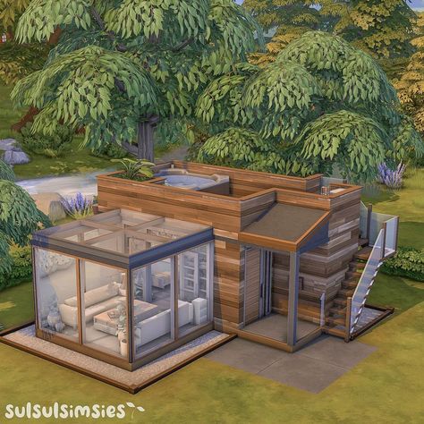 Dims 4 House Ideas, Sims 4 Pool Ideas Base Game, Sims Rental Ideas, The Sims 4 Houses Ideas Base Game, Small House The Sims 4, Sims Home Ideas, Sims 4 Tiny House Ideas, Sims Small House, Case The Sims 4