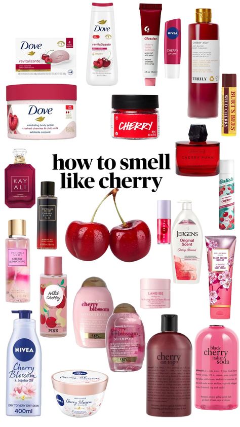 #cherry Perfumes That Smell Like Cherry, Kay Ali Burning Cherry Perfume, Cherry Hair Products, How To Smell Like Cherry Almond, Cherry Baby Perfume, Kayali Cherry Perfume, Cherry Perfume Fragrance, Cherry Scent Aesthetic, Cherry Shower Routine