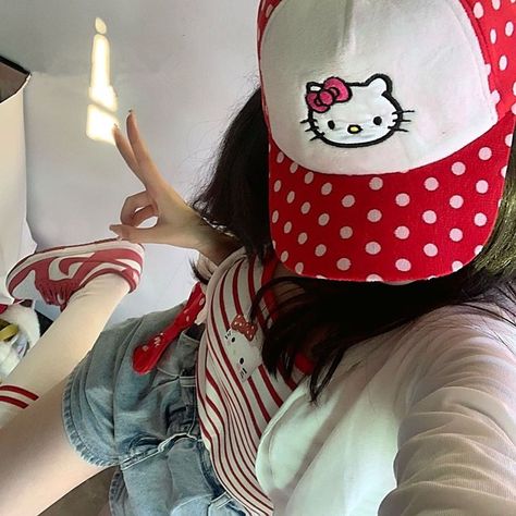 Fitness Icon, Hello Kitty Aesthetic, Fits Aesthetic, Hello Kitty Sanrio, White Vest, Red Icons:), Next Fashion, Kawaii Aesthetic, Vest White