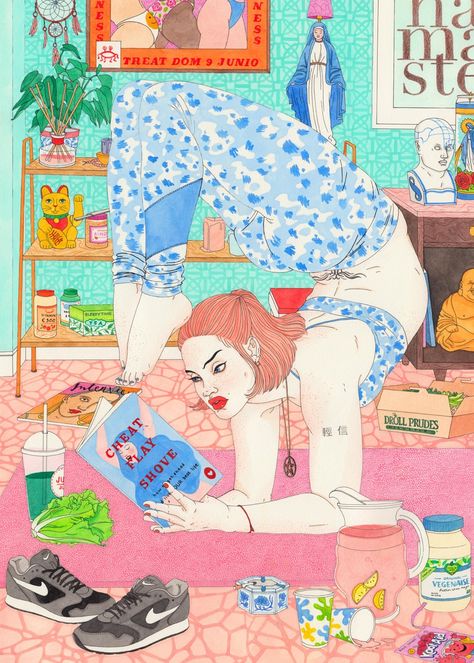 Beach body ready? Laura Callaghan's neo-narcissists of Instagram – in pictures | Art and design | The Guardian Laura Callaghan, Comics Illustration, 캐릭터 드로잉, Artist Inspiration, A Book, Art Inspo, Illustration Design, Elf, Watercolor Paintings