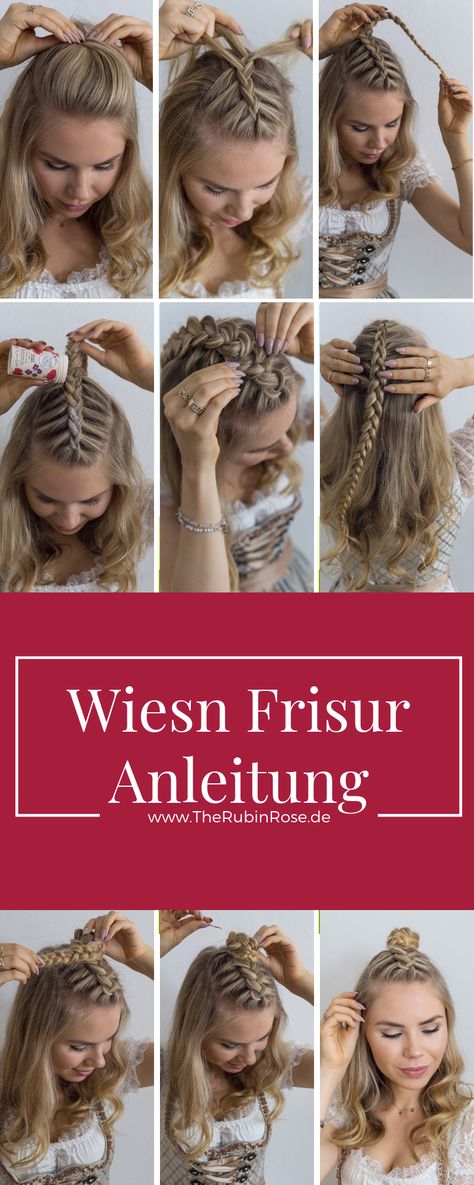 In meinen YouTube Video zeige ich dir verschiedene Dirndl Frisuren für mittellange Haste. Die Wiesn Frisuren sind super leicht zum selbermachen! Hairstyle Instructions, Dirndl Hairstyles, Braids Tutorial Easy, Kort Bob, Large Curls, Medium Bob Hairstyles, Medium Long Hair, Hair Tutorials Easy, Curly Girl Hairstyles