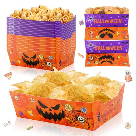 PRICES MAY VARY. Happy Halloween ！！！ Trick or Treat Party Set: you will receive 36 pcs of Halloween themed paper bowls in 2 different styles, 18 pcs for each style, the quantity and style are sufficient for Halloween party use, the paper bowl has a large capacity to hold many small things needed for parties Easy to Assemble: these Halloween food containers easy assembly without any additional tool, saving your time and effort, suitable for holding cookies, chocolate or popcorn and other snacks, Trick Or Treat Party, Kids Halloween Food, Snack Trays, Paper Bowl, Candy Food, Halloween Snack, Paper Food, Cheap Halloween, Paper Bowls