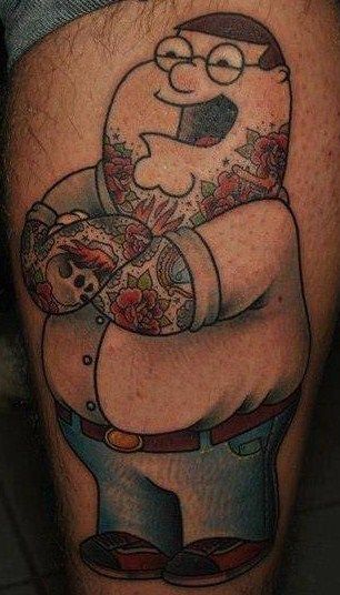 Family Guy's Peter Griffin tatted Peter Griffin Tattoo, Family Guy Tattoo, Family Sleeve Tattoo, Griffin Tattoo, Family Tattoos For Men, Tattoo Family, Peter Griffin, Inked Magazine, Full Sleeve Tattoo