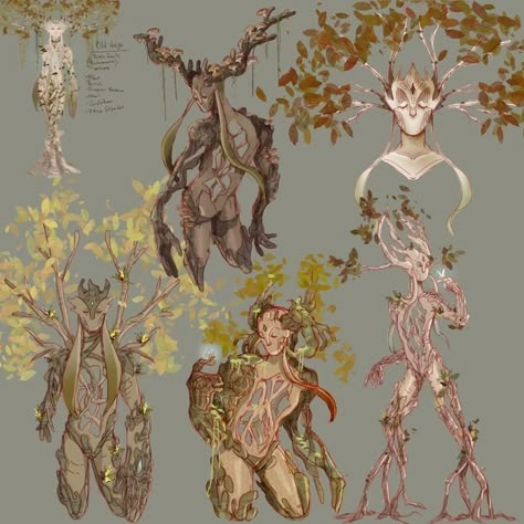 Tree People Concept Art, Rock Giant Concept Art, Humanoid Plant Concept Art, Tree Creature Concept Art, Dryad Concept Art, Tree Character Design Concept Art, Fae Creatures Art, Tree Monster Concept Art, Plant Alien Humanoid