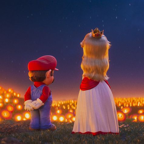 Peach, voiced by Anya Taylor Joy, and Mario, voiced by Chris Pratt, in the “Super Mario Bros Movie” (2023). The Super Mario Bros Movie, Super Mario Bros Movie, Movie 2023, Anya Taylor Joy, Chris Pratt, Super Mario Bros, Mario Bros, Super Mario, Princess Peach