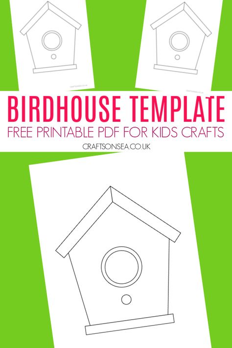 Preschool Birdhouse Craft, Bird Paper Craft Templates Free Printable, Birdhouse Template Free Printable, Bird House Patterns Free, Bird House Craft Preschool, Bird House Template Free Printable, Bird House Craft For Kids, Paper Birds Template, Bird House Template