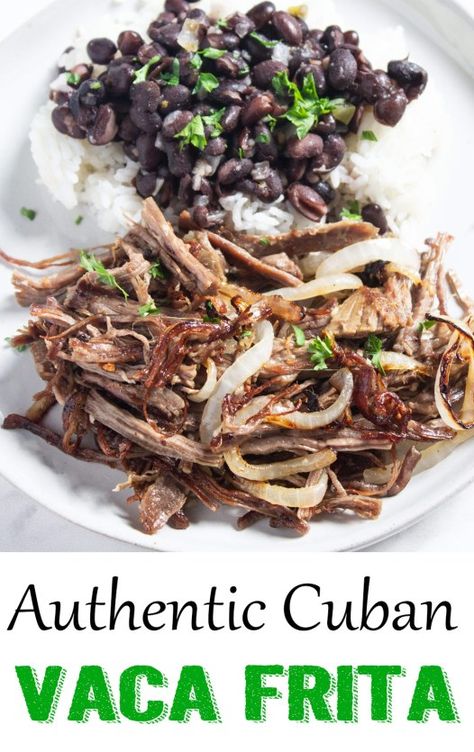 Traditional Cuban Recipes, Cuban Recipes Authentic, Cuban Food Authentic, Cuban Thanksgiving, Cuban Dinner Recipes, Vaca Frita Recipe, Cuban Food Recipes, Pork Loin Roast Recipes, South American Recipes