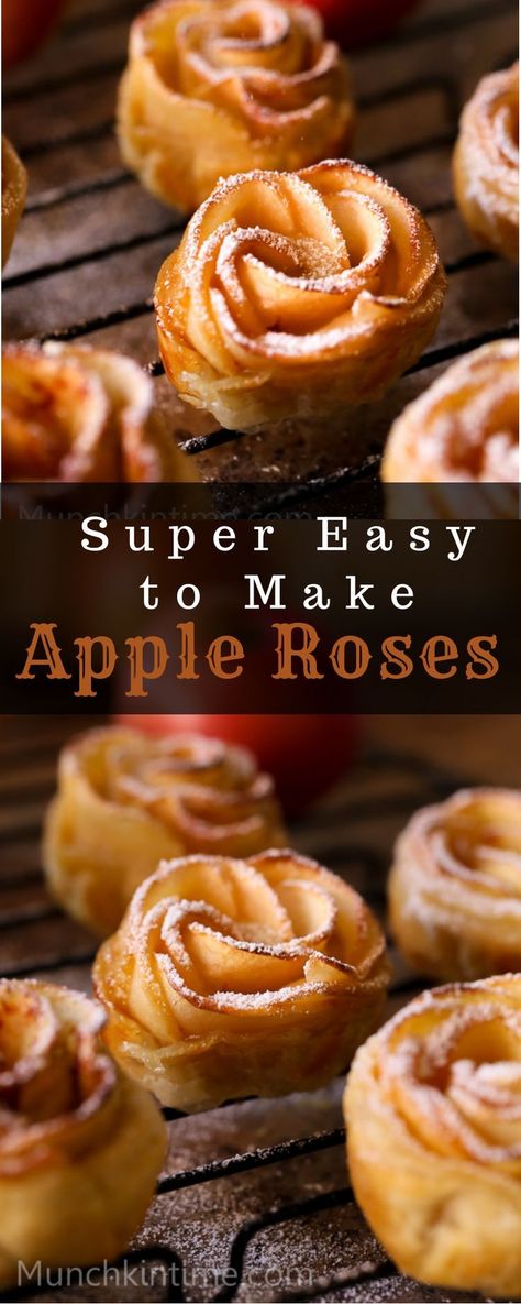 Rose Recipes Desserts, Apple Roses Recipe, Apple Dessert Recipes Easy, Munchkin Time, Fall Recipes Pumpkin, Apple Desserts Easy, Rose Recipes, Apple Dessert, Apple Dessert Recipes