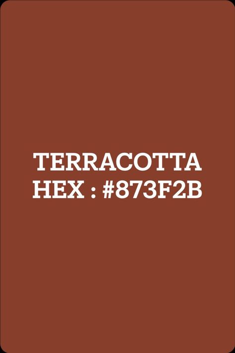 Terracotta Terracotta Hex Code, Deep Terracotta Color, Terracotta Palette, Orange Hex, Terracotta Color Palette, Dark Terracotta, Koozie Wedding Favors, Color Terracota, Moodboard Ideas