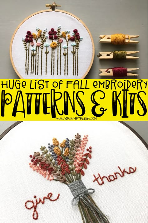 Fall Embroidery Patterns, Fall Embroidery, Fall Embroidery Designs, Hand Embroidery Patterns Free, Holiday Embroidery, Beginner Embroidery Kit, Floral Embroidery Patterns, Hand Embroidery Kit, Embroidery Patterns Free