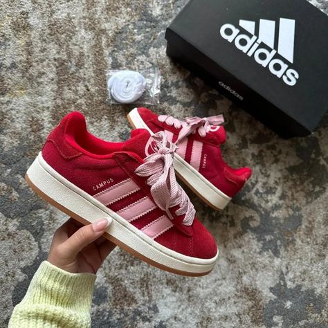 Adidas Red Shoes, Casual Red Custom Adidas Sneakers, Red Adidas Forum, Red Low-top Adidas Sneakers, Red Adidas Sneakers For Streetwear, Back To School Shoes, Fairy Shoes, Pretty Sneakers, Pretty Shoes Sneakers