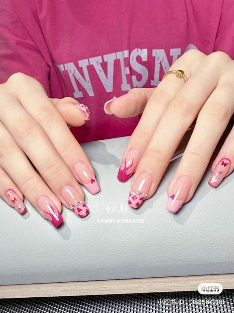 Softgel Nail Extension Design, Nail Extension Designs, Pink Nail Art Ideas, Cute Pink Nails, Quick Nail Art, Hello Nails, Hippie Nails, Gel Nails Diy, Pink Nail Art