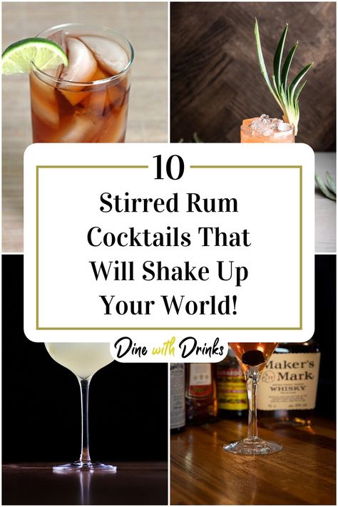 Collage of 4 stirred rum cocktails. Stirred Cocktails, Rum Cocktail Recipes, Rum Cocktails, Raise The Bar, Rum Cocktail, Drink Up, Party Drinks, Mixology, Mixed Drinks