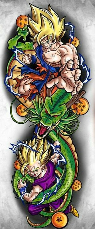 Dragon Ball Arm Tattoo, Dragon Ball Z Sleeve Design, Dragon Ball Super Tattoo Design, Dragonball Tattoo Ideas, Dragon Ball Z Tattoo Design, Dragon Ball Tattoo Design, Dbz Tattoo Ideas, Goku Tattoo Ideas, Goku Tattoo Design