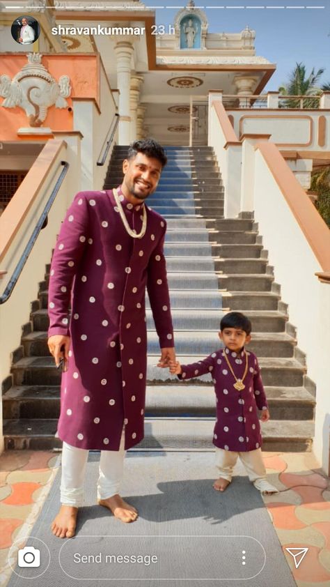 Father Son Dresses Matching, Mom And Son Combo Indian Dress, Father Son Outfits, Family Clothing Sets, Mom And Son Outfits, Son Outfits, Kids Indian Wear, Wedding Kurta For Men, Kids Dress Boys